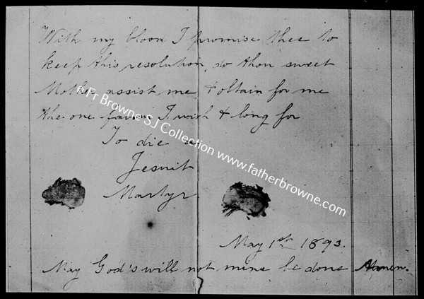 WORLD WAR 1 MESSAGE DATED 1/5/1893 FOUND ON W.DOYLE'S KIT SFTER HIS DEATH